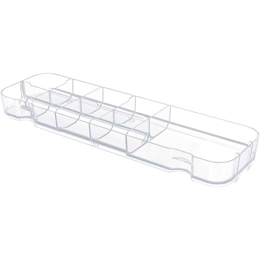 Deflecto Caddy Storage Tray - 9 Compartment(s) - 1.3" Height x 13.1" Width x 3.8" DepthDesktop - Portable, Stackable - Clear - Polystyrene - 1 Each. Picture 11