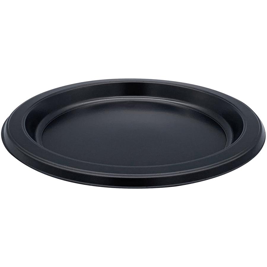 Genuine Joe 7" Disposable Plastic Plates - Picnic, Food, Party, Breakroom - Disposable - 7" Diameter - Black - Plastic Body - Round - 125 / Pack. Picture 2