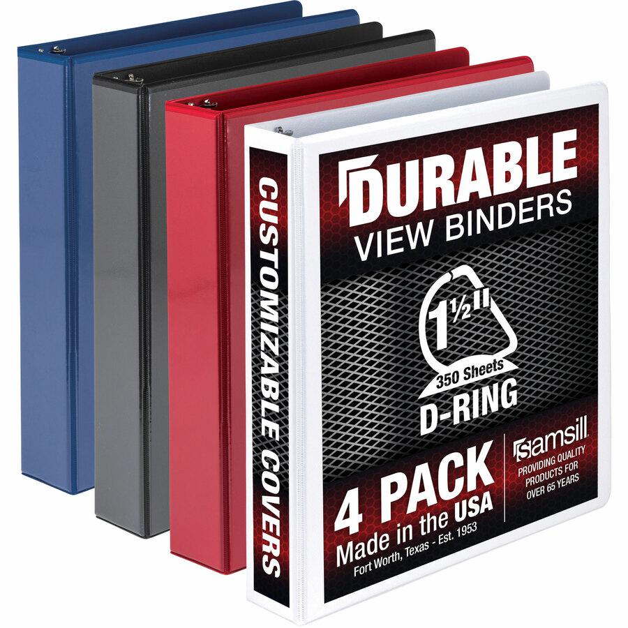 Samsill Durable View Binders - 1 1/2" Binder Capacity - Letter - 8 1/2" x 11" Sheet Size - 350 Sheet Capacity - D-Ring Fastener(s) - 2 Internal Pocket(s) - Chipboard, Polypropylene - Assorted - Recycl. Picture 9