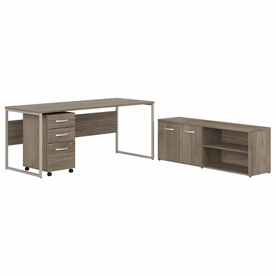 Bush Business Furniture Hybrid 72W x 30D Computer Table Desk with Storage and Mobile File Cabinet, Modern Hickory. Picture 9