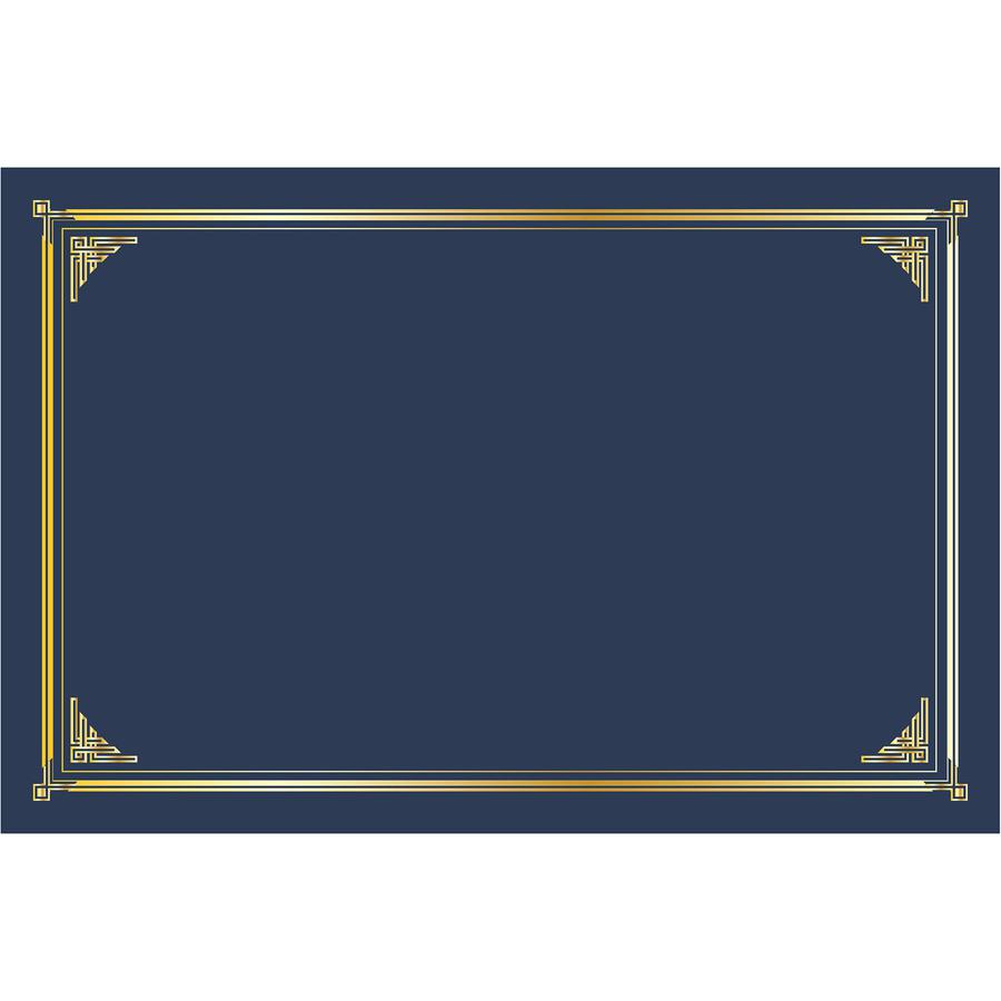 Geographics Certificate Holder - Linen - Gold Foil, Navy Blue - 10 / Pack. Picture 4