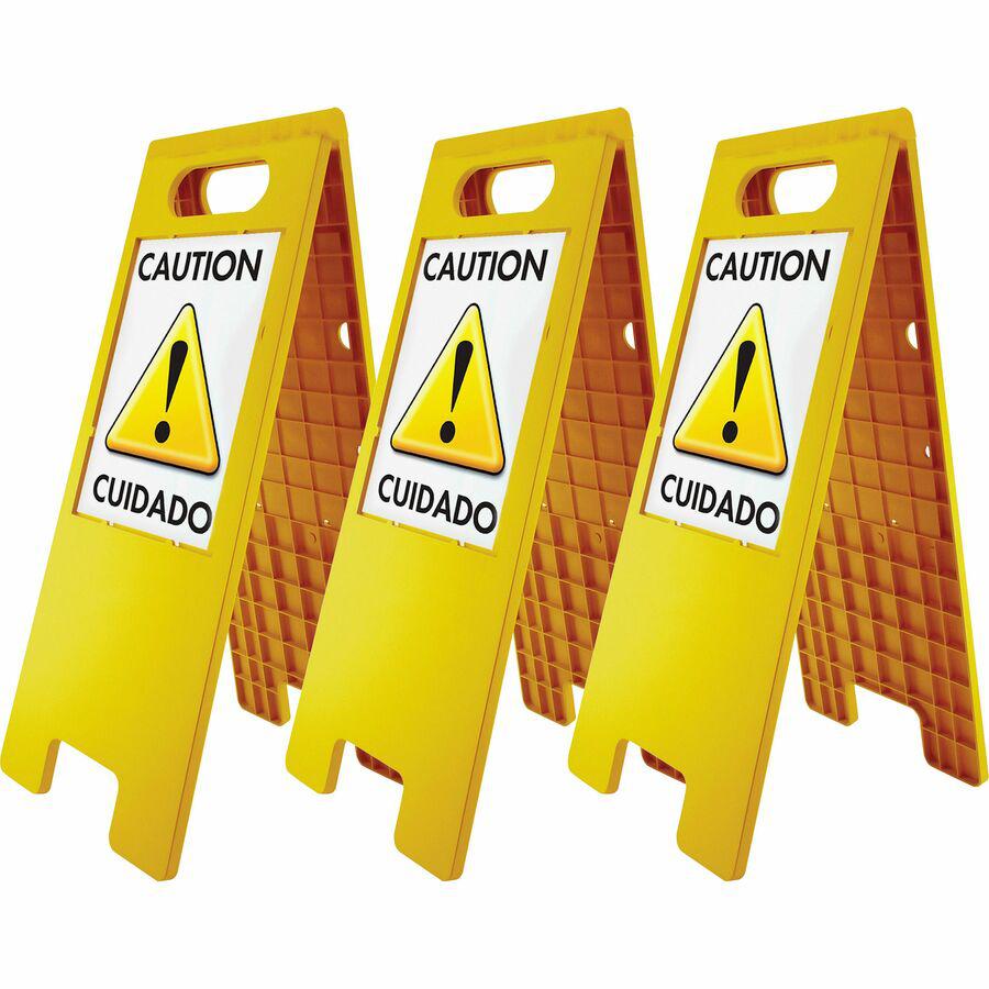 Headline Signs Customizable Tent Sign - 3 / Carton - 10.5" Width x 25.5" Height - 8.50" Holding Width x 11" Holding Height - Rectangular Shape - Yes - Heavy Duty - Plastic - Yellow. Picture 2