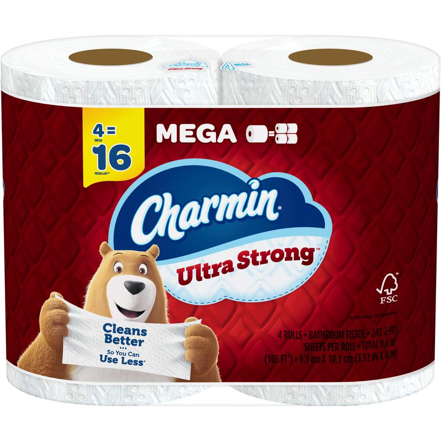 Charmin Ultra Strong Bath Tissue - 2 Ply - White - 4 Rolls Per Pack - 1 Pack. Picture 12