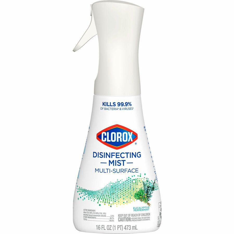 Clorox Disinfecting, Sanitizing, and Antibacterial Mist - 16 fl oz (0.5 quart) - Eucalyptus Peppermint Scent - 1 Each - Non-aerosol, Bleach-free - White. Picture 20