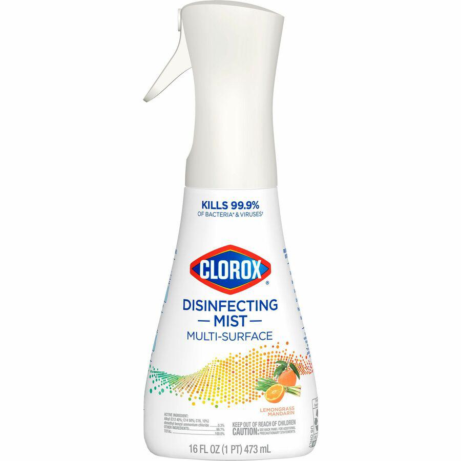 Clorox Disinfecting, Sanitizing, and Antibacterial Mist - 16 fl oz (0.5 quart) - Lemongrass Mandarin Scent - 1 Each - Non-aerosol, Bleach-free - White. Picture 22