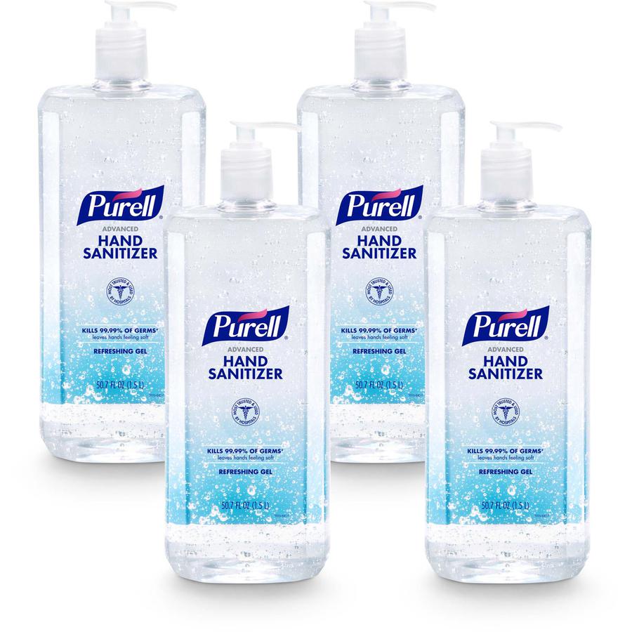 PURELL&reg; Advanced Hand Sanitizer Gel - 50.7 fl oz (1500 mL) - Pump Bottle Dispenser - Kill Germs - Hand, Classroom, Reception, Outdoor, Medical - Clear - Paraben-free, Phthalate-free, Preservative-. Picture 3