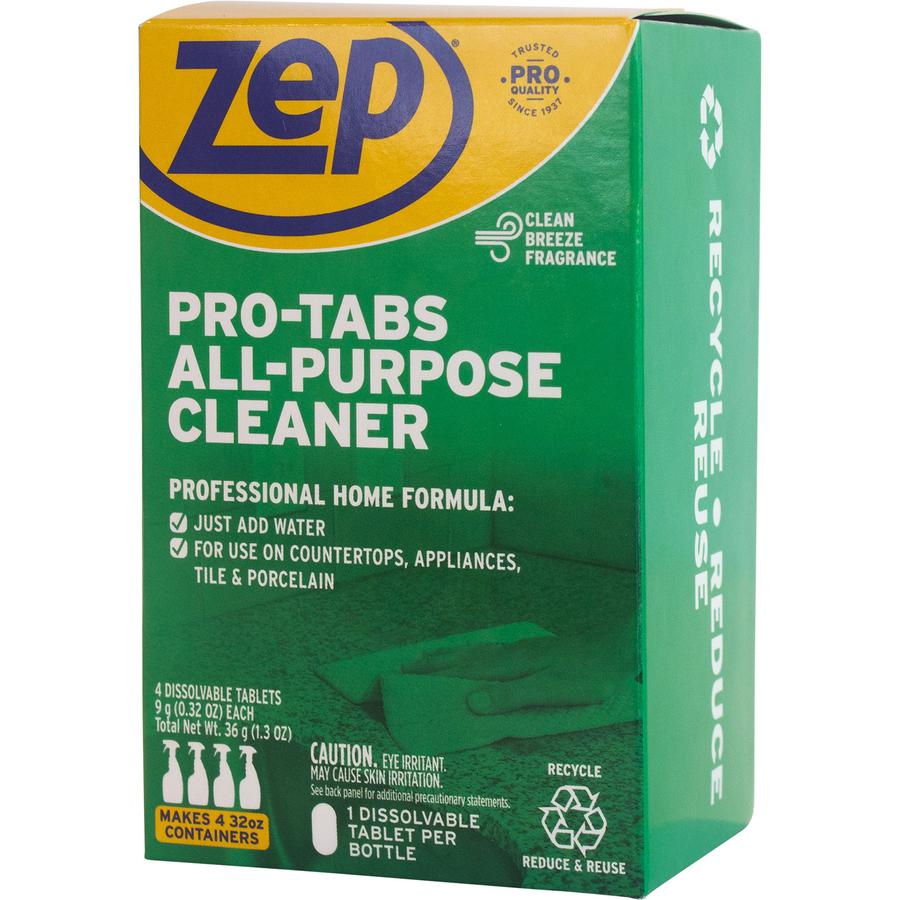 Zep Pro-Tabs All-Purpose Cleaner Tablets - Concentrate Tablet - 32 oz (2 lb) - 4 / Box - Green. Picture 2