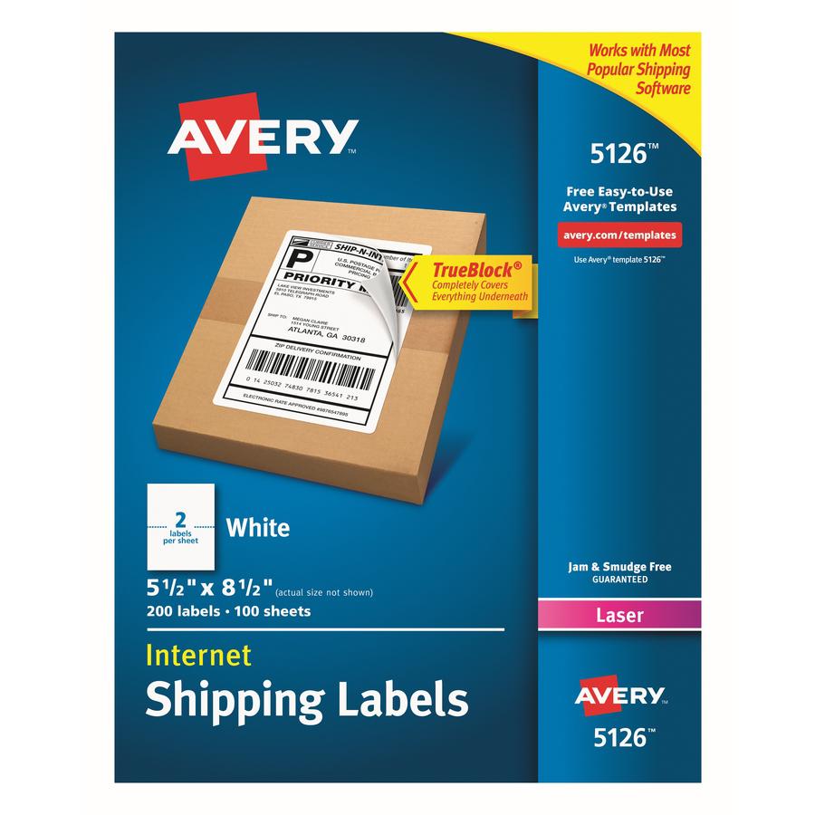 Avery&reg; Internet Shipping Labels, TrueBlock&reg; Technology, Permanent Labels, 5.5" x 8.5" , Laser, 200 Labels (05126) - Avery&reg; Internet Shipping Labels, 5.5" x 8.5" , 200 Total (05126). Picture 6