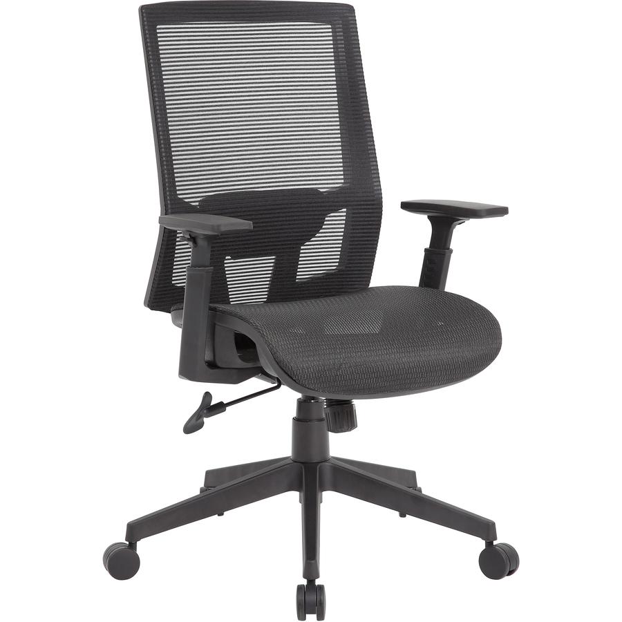 Boss Mesh Task Chair - Black Seat - Black Back - Black Frame - 5-star Base - Mesh - Armrest - 1 Each. Picture 15