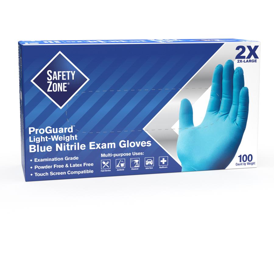 Safety Zone Power-free Ntirile Gloves - Hand Protection - Nitrile Coating - XXL Size - Latex, Vinyl - Blue - Latex-free, DEHP-free, Comfortable, Silicone-free, Textured - For Food Service, Kitchen, Cl. Picture 2