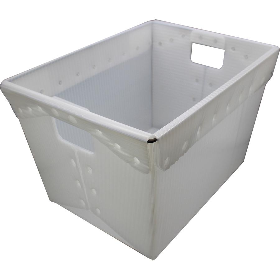 Flipside Translucent Plastic Storage Postal Tote - External Dimensions: 13.3" Width x 11.6" Depth x 18.3" Height - Lid Closure - Plastic - Translucent - For Storage, Moving - 2 / Pack. Picture 9