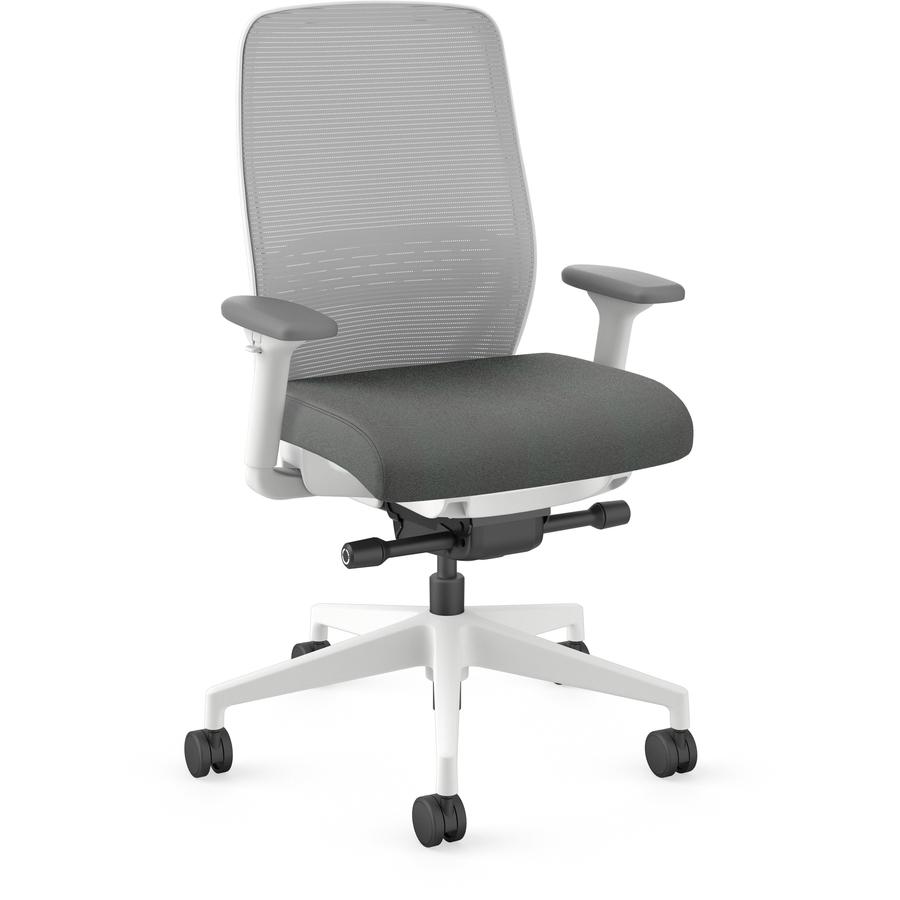 HON Nucleus Recharge Task Chair - Iron Ore Fabric Seat - Fog Back - Designer White Frame - Armrest - 1 Each. Picture 10