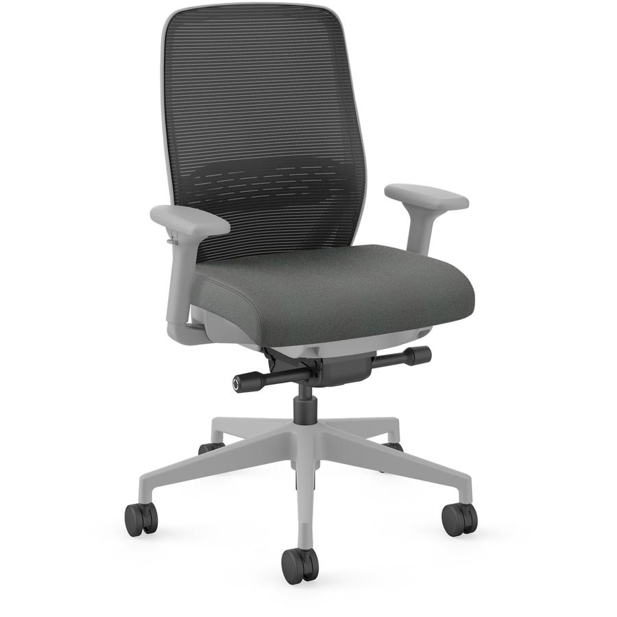 HON Nucleus Task Chair KD - Black Fabric Seat - Black Back - Titanium Frame - Armrest - 1 Each. Picture 8