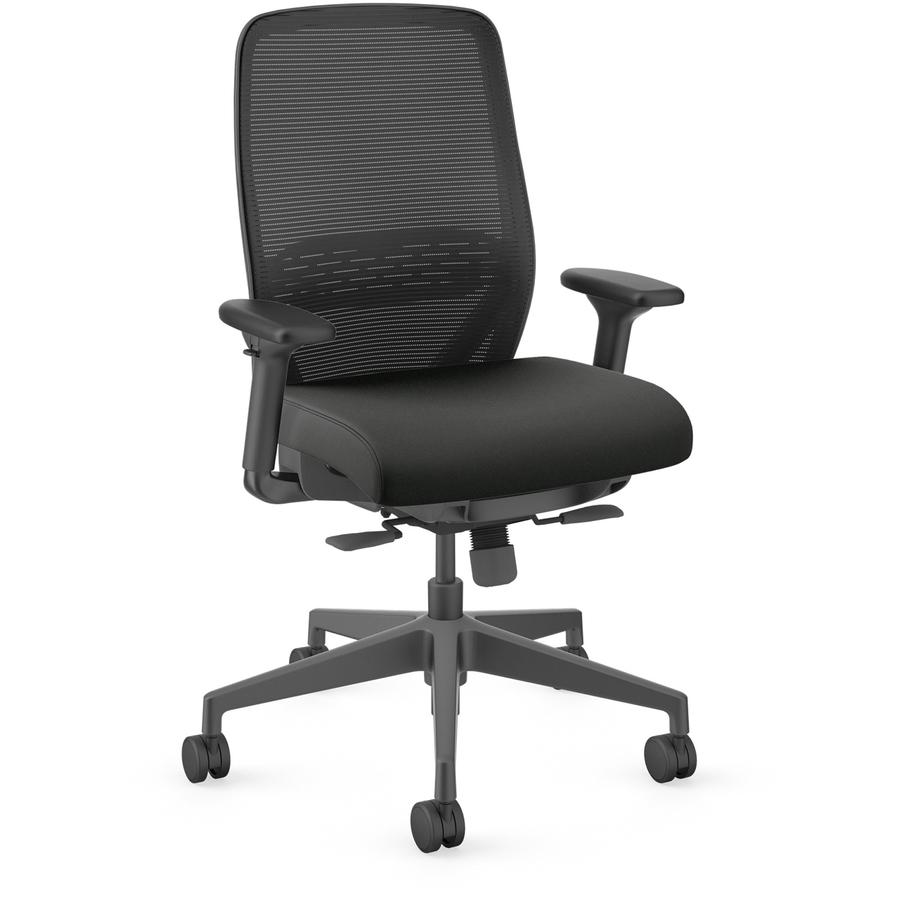 HON Nucleus Task Chair KD - Black Fabric Seat - Black Back - Armrest - 1 Each. Picture 8