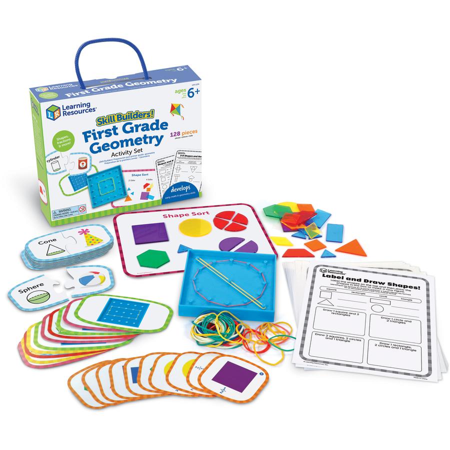 Learning Resources Skill Builders! First Grade Geometry Activity Set - Theme/Subject: Fun - Skill Learning: Geometry, Shape, Fraction - 128 Pieces - 6-10 Year - 1 Each. Picture 3