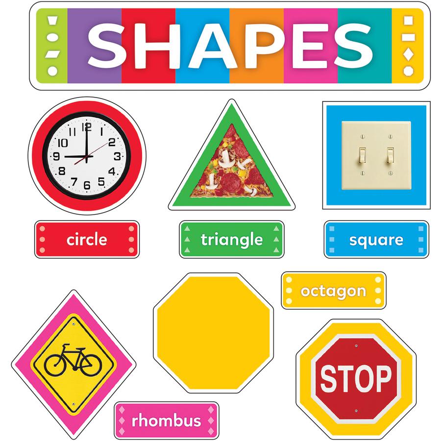 Trend Shapes All Around Us Learning Set - Learning Theme/Subject - 1 x Circle, 1 x Triangle, 1 x Square, 1 x Oval, 1 x Octagon, 1 x Parallelogram, 1 x Rhombus, 1 x Rectangle, 1 x Trapezoid Shape - Dur. Picture 4