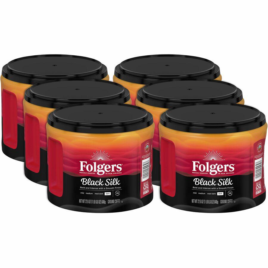 Folgers&reg; Ground Black Silk Coffee - Dark - 22.6 oz - 6 / Carton. Picture 12