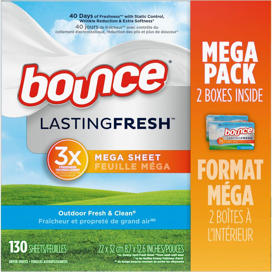 Bounce Bouncer Dryer Sheets - Sheet - Outdoor Fresh Scent - 130 / Box - White. Picture 2