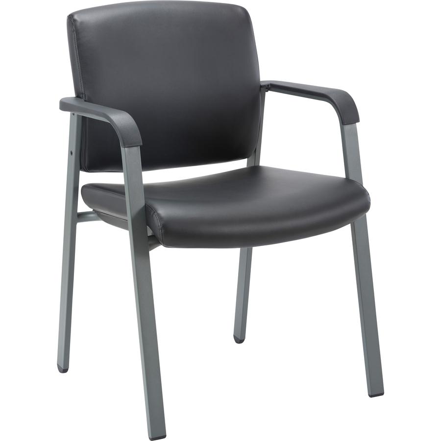 Lorell Healthcare Upholstery Guest Chair - Steel Frame - Square Base - Black - Vinyl - Armrest - 1 Each. Picture 13