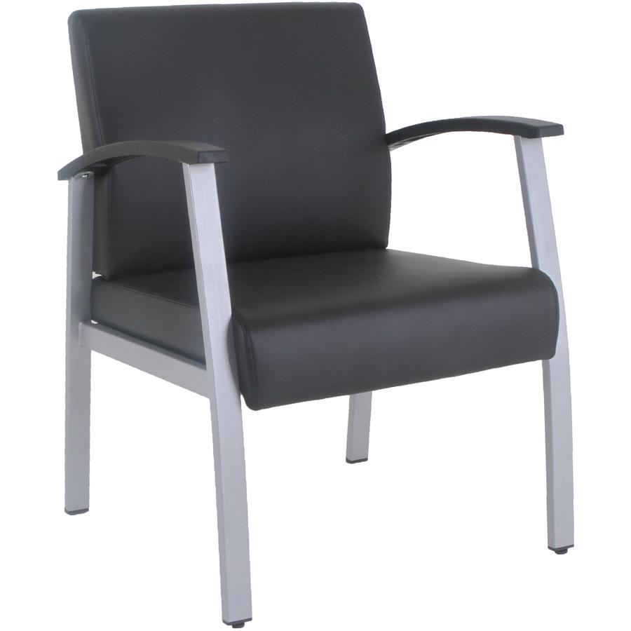 Lorell Mid-Back Healthcare Guest Chair - Vinyl Seat - Vinyl Back - Powder Coated Silver Steel Frame - Mid Back - Four-legged Base - Black - Armrest - 1 Each. Picture 12