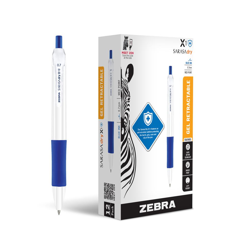 Zebra Pen SARASA dry X1+ Gel Pen - Medium Pen Point - 0.7 mm Pen Point Size - Refillable - Retractable - Blue - Plastic Barrel - 12. Picture 2
