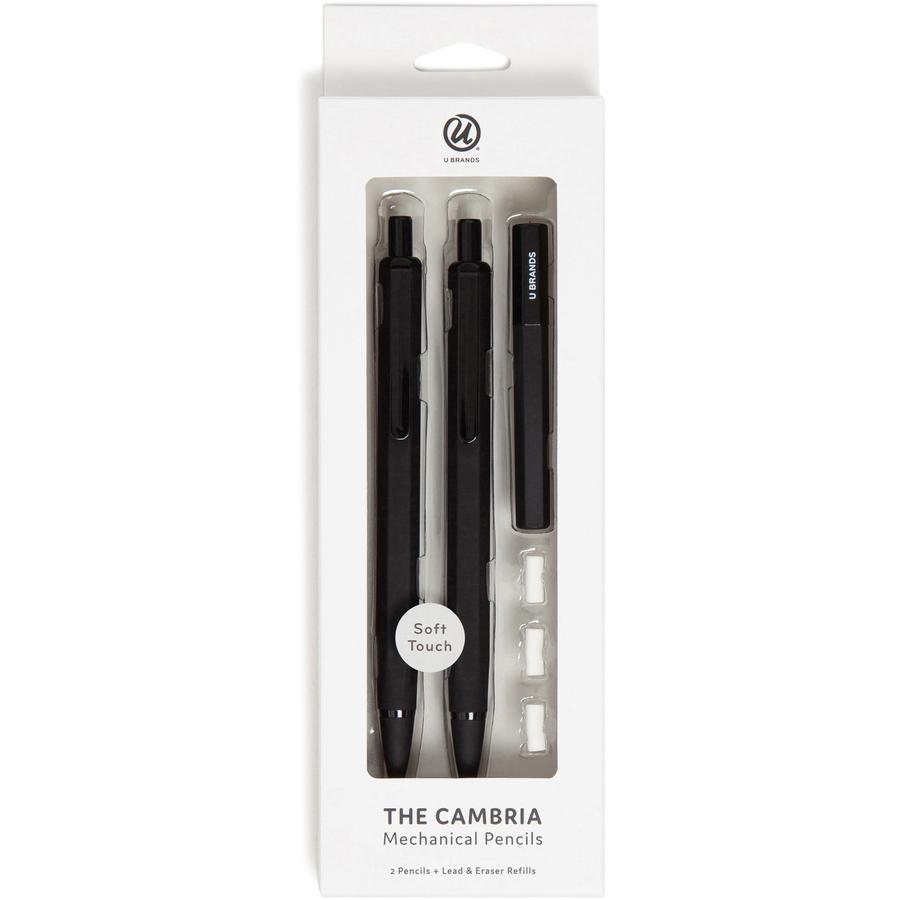 U Brands Cambria Mechanical Pencils - #2 Lead - Refillable - Matte Black Barrel - 1 Pack. Picture 6