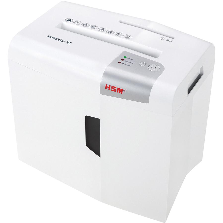 HSM Shredstar X5 Shredder - Particle Cut - 5 Per Pass - for shredding CD, DVD, Paper, Staples, Paper Clip, Credit Card - 0.188" x 1.125" Shred Size - P-4/O-1/T-2/E-2/F-1 - 8.66" Throat - 4.80 gal Wast. Picture 3