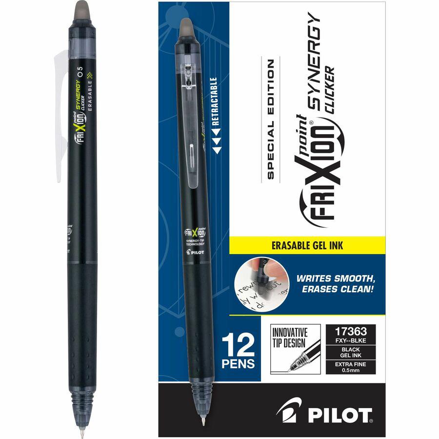 FriXion Synergy Clicker Erasable Gel Pen - Extra Fine Pen Point - 0.5 mm Pen Point Size - Retractable - Black - 12 / Dozen. Picture 9