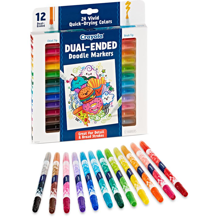 Crayola Dual-Ended Markers - Chisel, Brush Marker Point Style - Multicolor - 12 / Pack. Picture 8