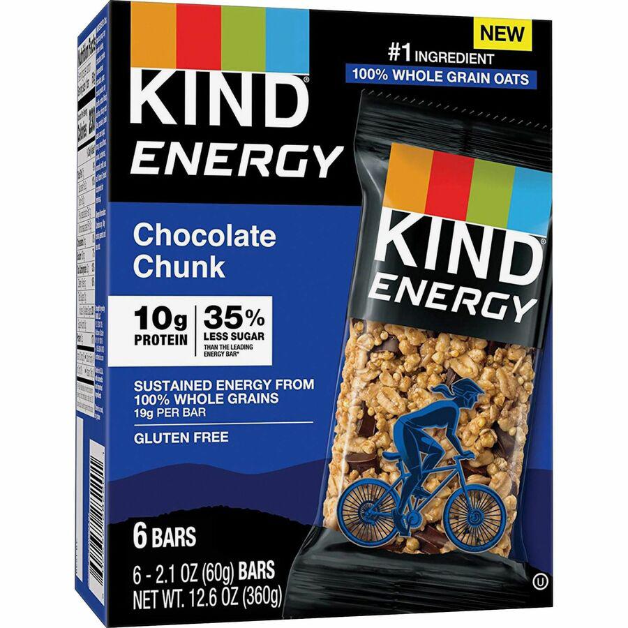 KIND Energy Bars - Trans Fat Free, Gluten-free, Individually Wrapped - Chocolate Chunk - 2.10 oz - 6 / Box. Picture 3
