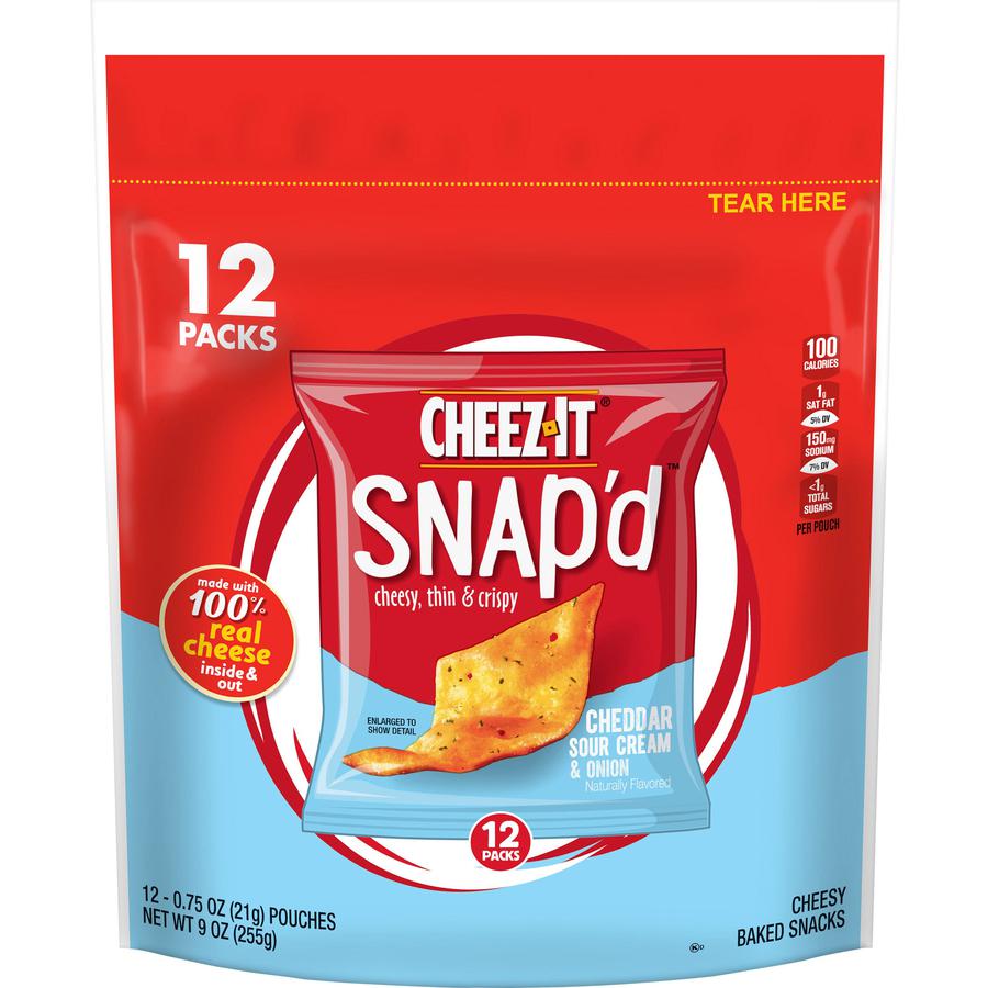 Cheez-It Snap'd Cheddar Sour Cream & Onion Crackers - Cheddar Sour Cream, Onion - 9 oz - 12 / Box. Picture 11