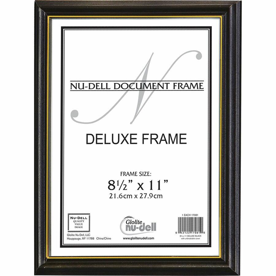 nudell Document Frame - 8.50" x 11" Frame Size - Vertical, Horizontal - Unbreakable, Hanger - 1 Each - Plastic, Wood - Wood Grain, Black. Picture 5
