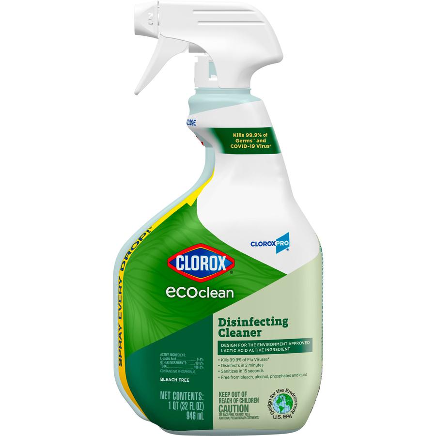 CloroxPro&trade; EcoClean Disinfecting Cleaner Spray - Ready-To-Use - 32 fl oz (1 quart) - Fresh Scent - 1 Each - Refillable, Disinfectant, Bleach-free, Alcohol-free, Phosphate-free, Odor Resistant - . Picture 13