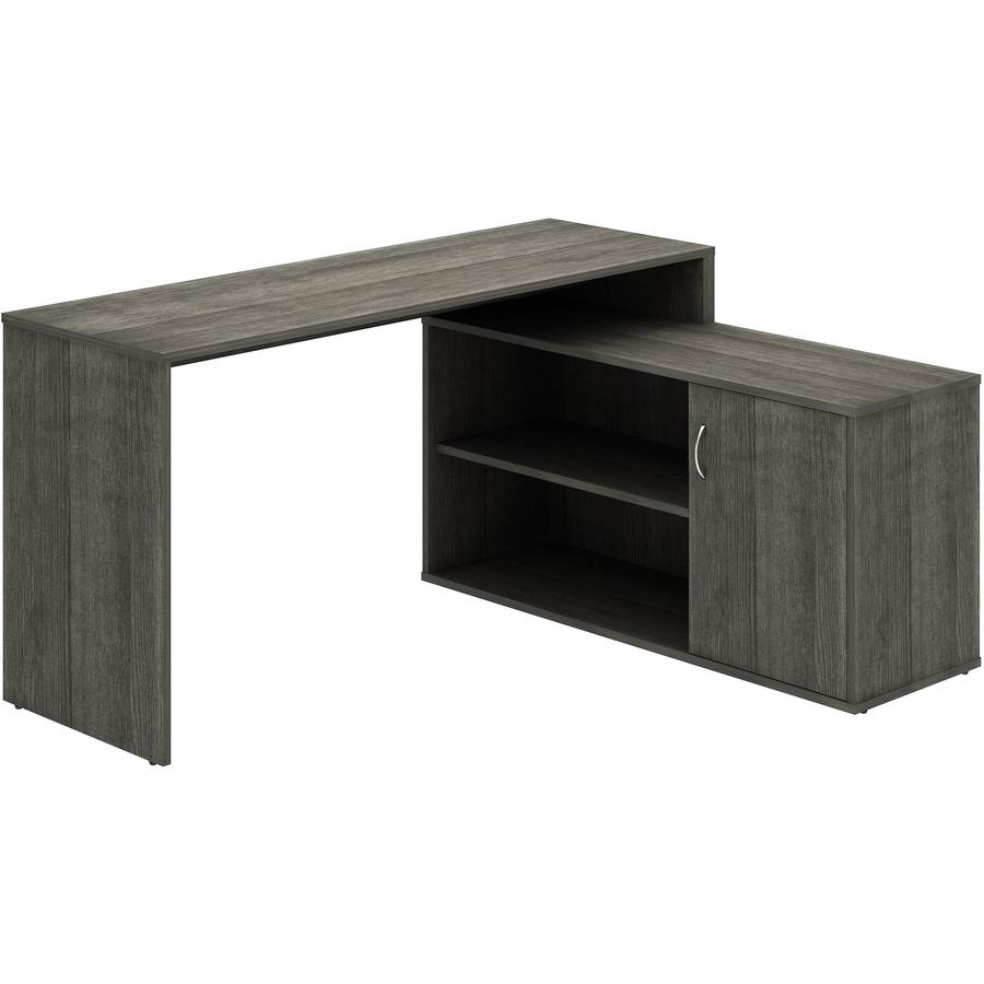LYS L-Shape Workstation with Cabinet - Laminated L-shaped Top - 200 lb Capacity - 29.50" Height x 60" Width x 47.25" Depth - Assembly Required - Weathered Charcoal - Particleboard - 1 Each. Picture 13