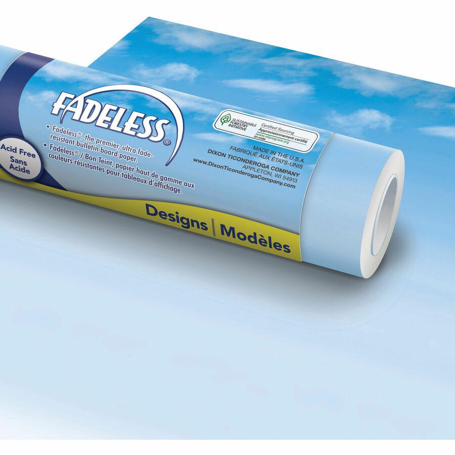 Fadeless Bulletin Board Paper Rolls - Classroom, Door, File Cabinet, School, Home, Office Project, Display, Table Skirting, Party, Decoration - 48"Width x 50 ftLength - 1 Roll - Wispy Clouds - Paper. Picture 6