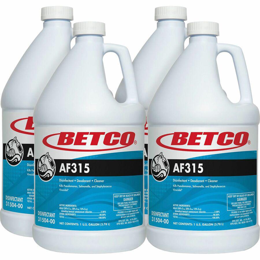 Betco AF315 Disinfectant Cleaner - Concentrate - 128 fl oz (4 quart) - Citrus & Cedar Scent - 4 / Carton - Deodorant, pH Neutral - Turquoise. Picture 3