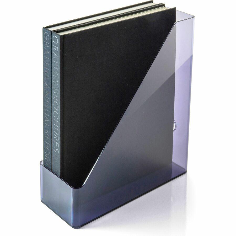 Officemate Literature/Magazine Holder - Vertical - 12.2" x 10.3" x 4.3" x - Plastic - 1 Each - Translucent Gray - Sturdy, Durable, Reusable. Picture 4