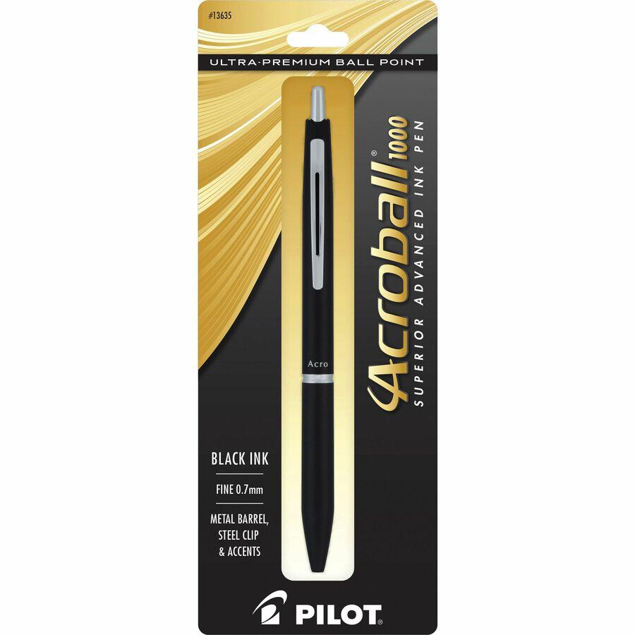 Acroball Ballpoint Pen - Fine Pen Point - 0.7 mm Pen Point Size - Refillable - Retractable - Black Gel-based Ink - Black Barrel - Tungsten Carbide Tip. Picture 5