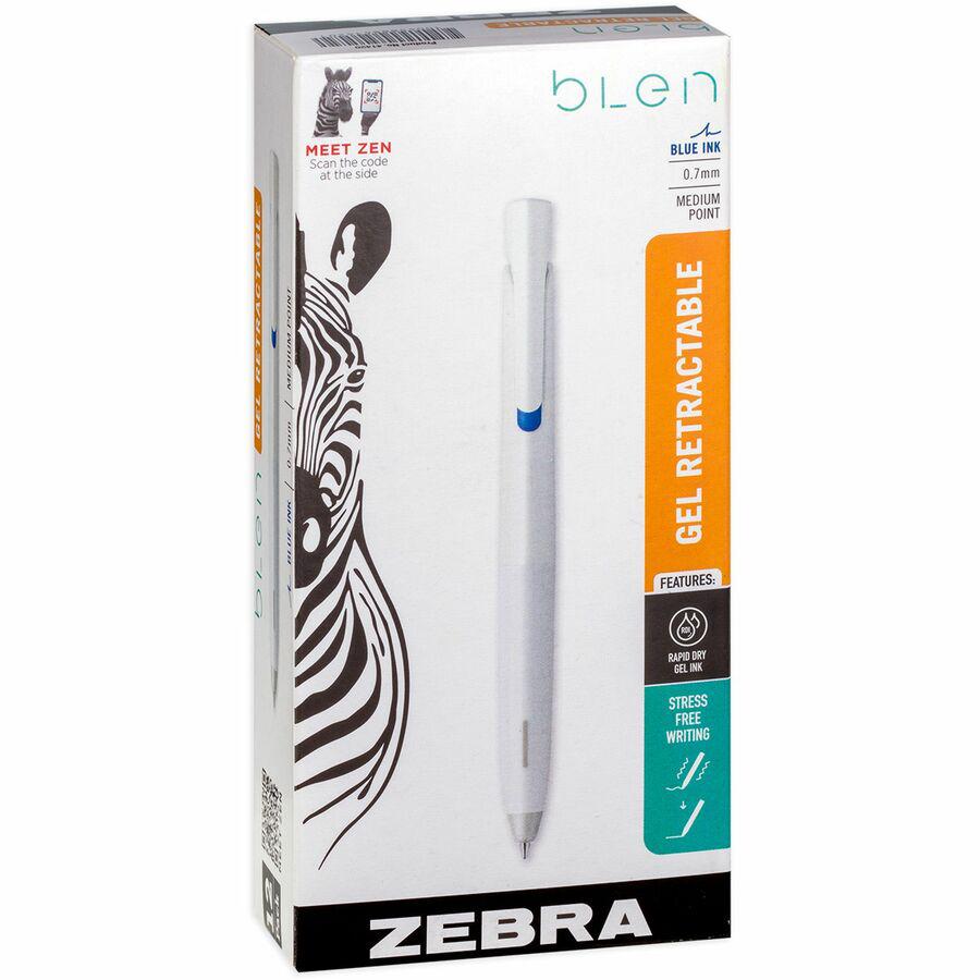 Zebra Pen bLen Retractable Gel Pens - Medium Pen Point - 0.7 mm Pen Point Size - Retractable - Blue - 12 / Dozen. Picture 5