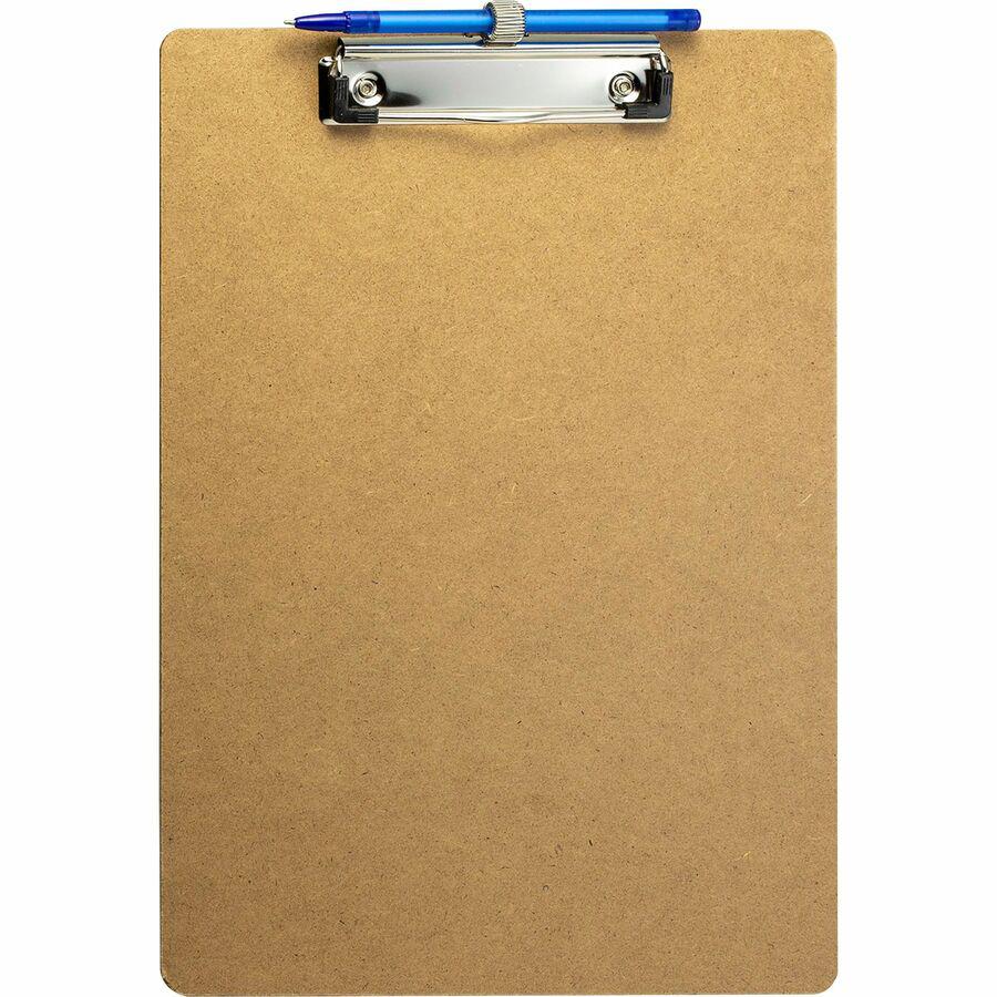 Officemate Low Profile Wood Letter Size Clipboard w Pen Holder - 11" x 8 1/2" - Wood - Brown - 1 Each. Picture 3