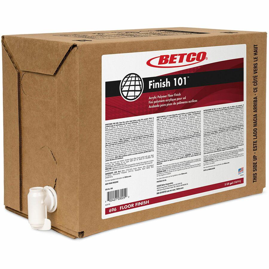 Betco Finish 101 Acrylic Polymer Floor Finish - Concentrate - 640 fl oz (20 quart) - Mild ScentBag - White, Crystal Clear. Picture 2