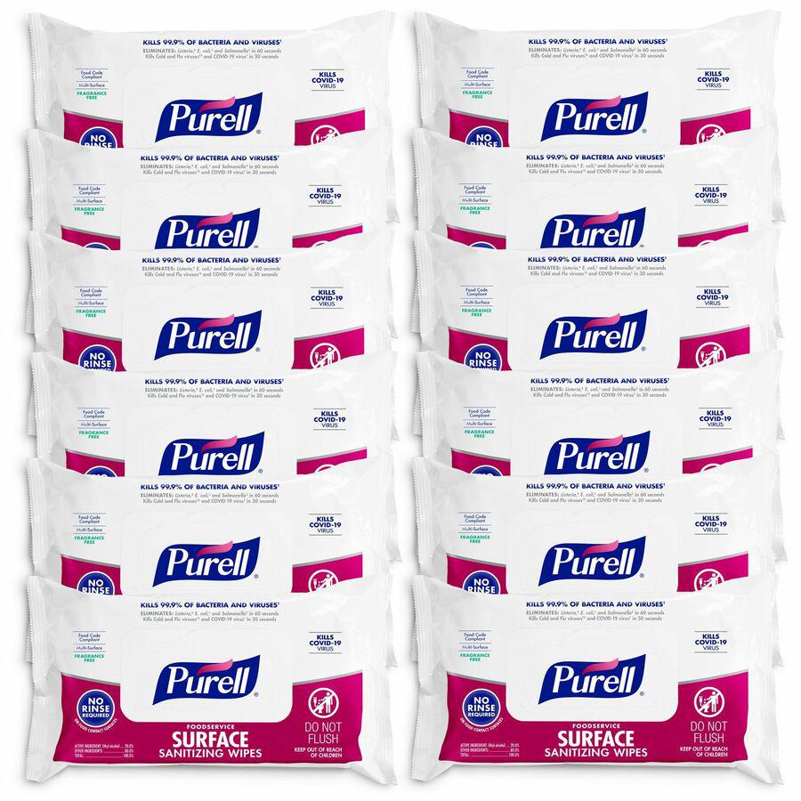 PURELL&reg; Foodservice Surface Sanitizing Wipes - White - 72 Per Packet - 12 / Carton. Picture 7