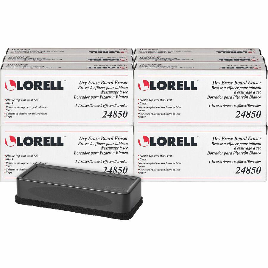 Lorell Dry-Erase Board Erasers - Black - 12 / Box. Picture 5
