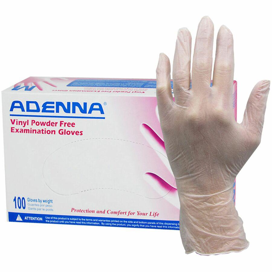 Adenna Vinyl Powder Free Exam Gloves - Large Size - Polyvinyl Chloride (PVC) - Translucent - Latex-free, Comfortable, Non-sterile - For Examination, Industrial, Cosmetology, Food Processing, Healthcar. Picture 2