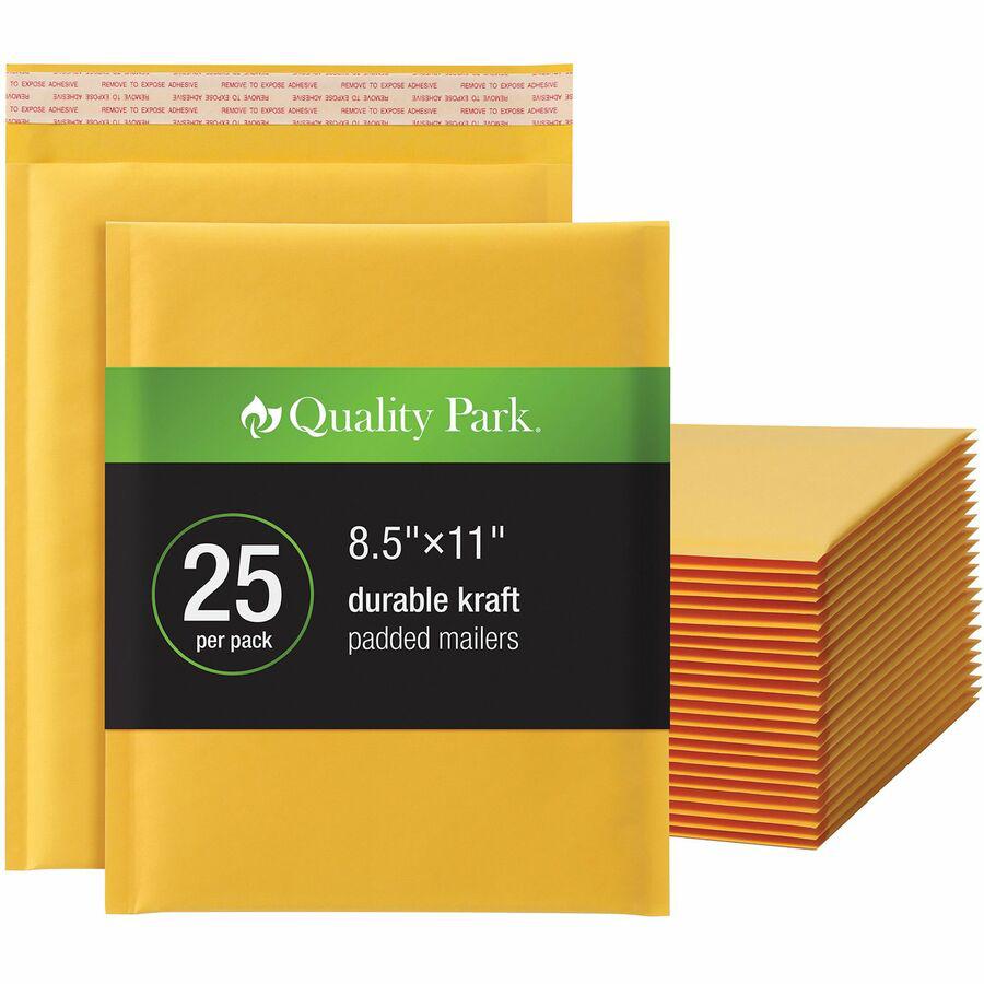 Quality Park Bubble Mailers - Bubble - 8 1/2" Width x 11" Length - Strip - 25 / Box - Brown Kraft. Picture 7