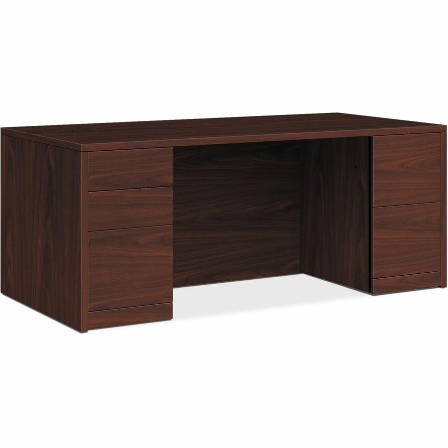 HON 10500 Series Mahogany Laminate Office Desking - 66" x 30"29.5" - 5 x File, Box, Storage Drawer(s) - Double Pedestal. Picture 2