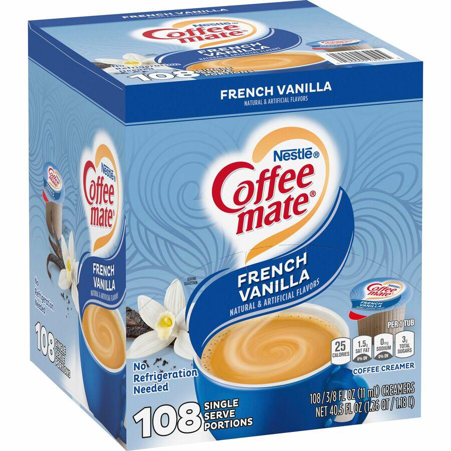 Coffee mate French Vanilla Creamer Singles - French Vanilla Flavor - 0.38 fl oz (11 mL) - 108/Carton. Picture 6