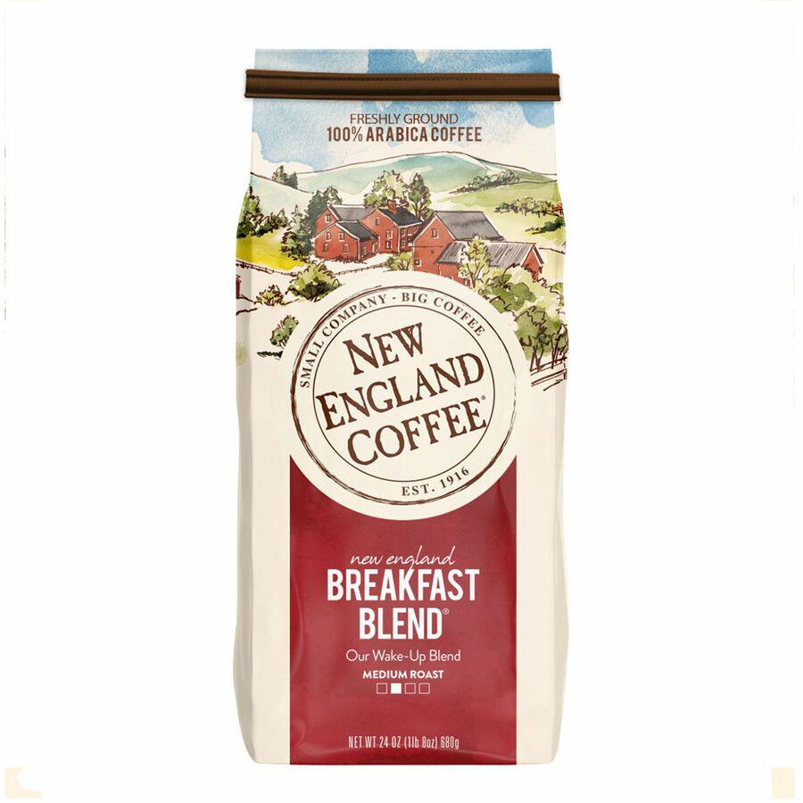 New England Coffee&reg; Ground Breakfast Blend Coffee - Medium - 24 oz - 4 / Carton. Picture 2