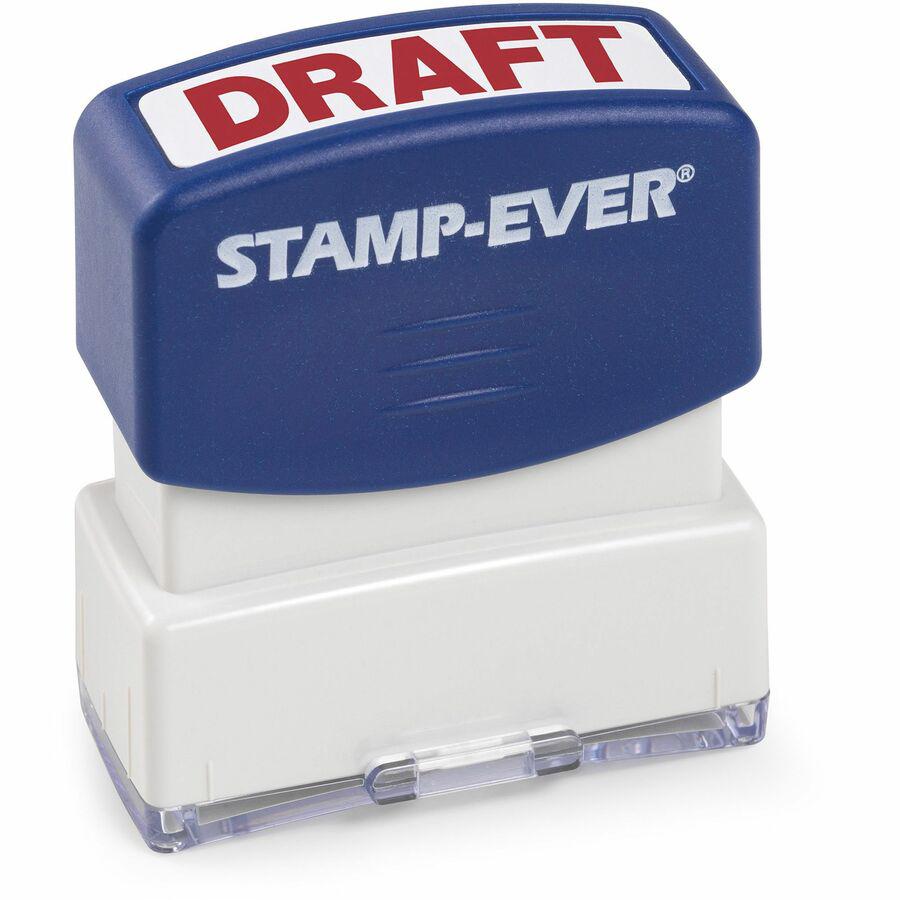 Trodat Stamp-Ever Pre-Inked DRAFT HERE Stamp - "DRAFT" - 0.55" Impression Width x 1.50" Impression Length - Red - 1 Each. Picture 2