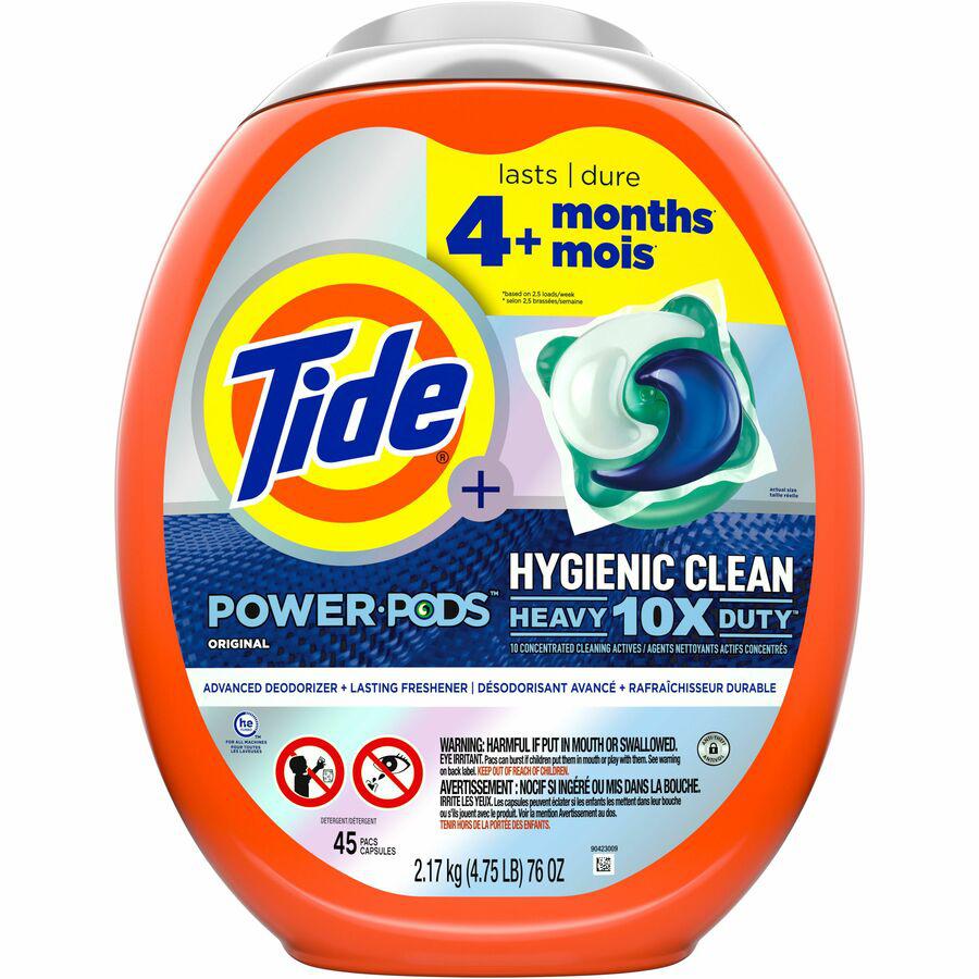 Tide Hygienic Clean Heavy Duty Pods - Concentrate - Original Scent - 45 / Pack - Orange. Picture 2